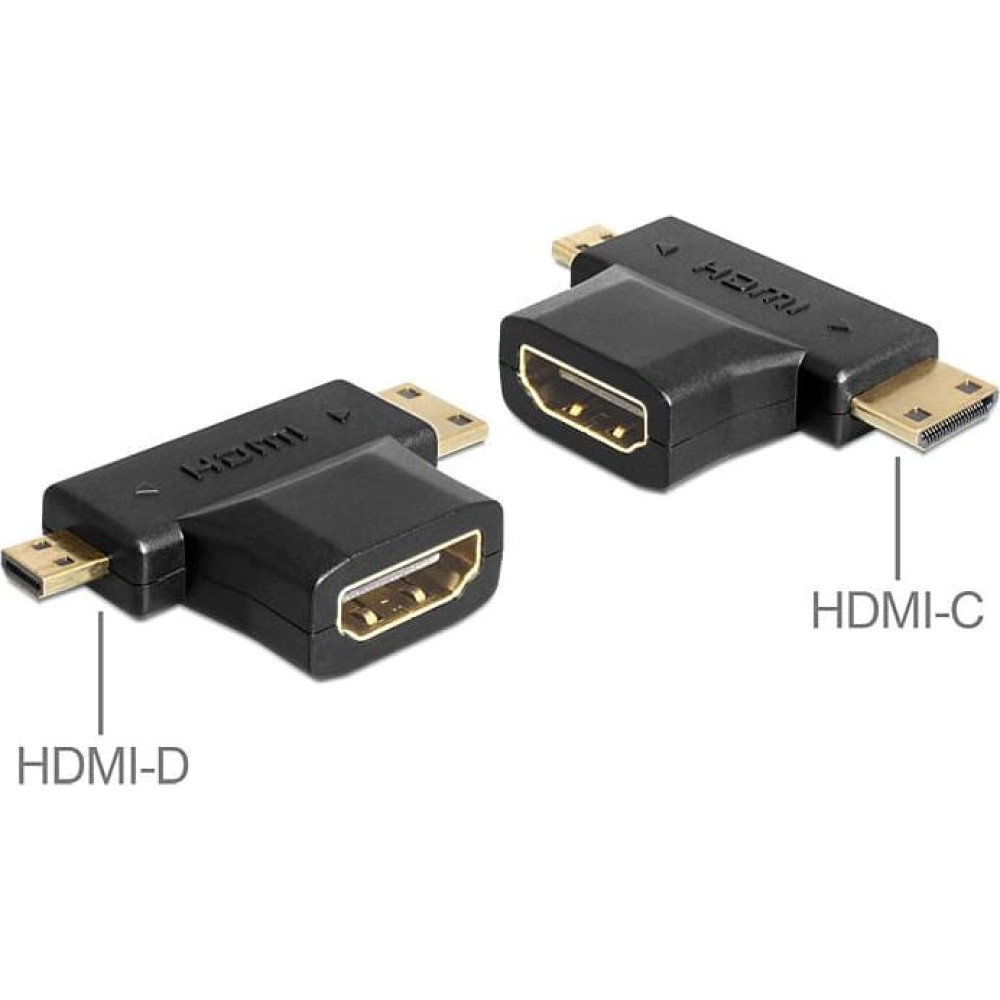 Delock Adapter HDMI-A female  HDMI-C + HDMI-D male