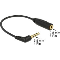 Delock Audio Cable Stereo jack 3.5 mm 4 pin male angled > Stereo jack 2.5 mm 3 pin female