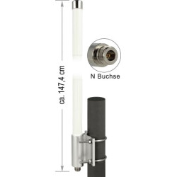 Delock LoRa 868 MHz Antenna N Jack 8 dBi 147.4 cm omnidirectional fixed wall and pole mounting white outdoor