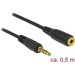 Delock Extension Cable Stereo Jack 3.5 mm 5 pin male to female 0.5 m black