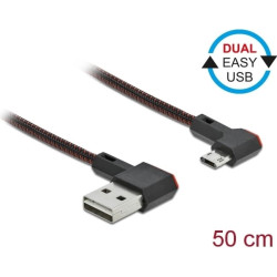 Delock EASY-USB 2.0 Cable Type-A male to EASY-USB Type Micro-B male angled left / right 0.5 m black