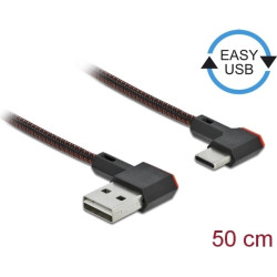 Delock EASY-USB 2.0 Cable Type-A male to USB Type-C™ male angled left / right 0,5 m black