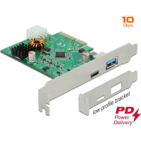 Delock PCI Express x4 Card to 1 x external USB Type-C™ female with PD function + 1 x external USB Type-A female SuperSpeed USB 10 Gbps (USB 3.2 Gen 2)