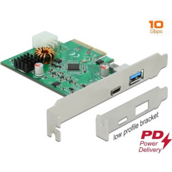 Delock PCI Express x4 Card to 1 x external USB Type-C™ female with PD function + 1 x external USB Type-A female SuperSpeed USB 10 Gbps (USB 3.2 Gen 2)