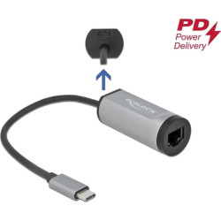 Delock USB Type-C™ Adapter to Gigabit LAN with Power Delivery port grey