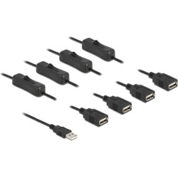 Delock Cable USB Type-A male to 4 x USB Type-A female with switch 1 m