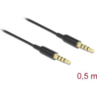 Delock Stereo Jack Cable 3.5 mm 4 pin male to male Ultra Slim 0.5 m black