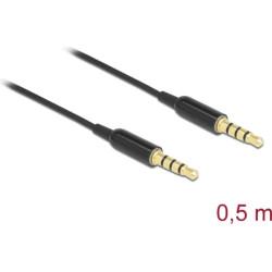 Delock Stereo Jack Cable 3.5 mm 4 pin male to male Ultra Slim 0.5 m black