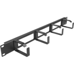Delock 19″ Cable Management Routing Panel with 3 openings and 4 hooks 1U black