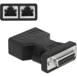 Delock D-Sub 15 pin female to 2 x RJ45 female Adapter