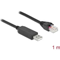 Delock Serial Connection Cable with FTDI chipset, USB 2.0 Type-A male to RS-232 RJ45 male 1 m black
