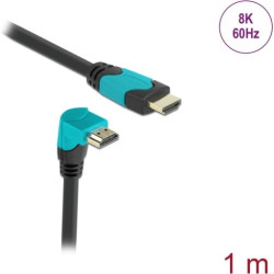 Delock High Speed HDMI cable male straight to male 90° downwards angled 48 Gbps 8K 60 Hz 1 m