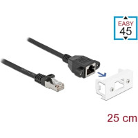 Delock Easy 45 Network Extension Cable S/FTP RJ45 plug to RJ45 jack Cat.6A 25 cm black