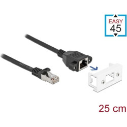 Delock Easy 45 Network Extension Cable S/FTP RJ45 plug to RJ45 jack Cat.6A 25 cm black