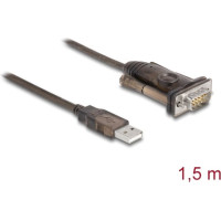 Delock Adapter USB 2.0 Type-A to 1 x Serial RS-232 D-Sub 9 pin male with screws 1.5 m