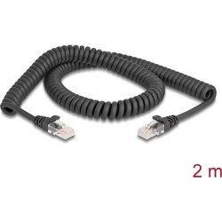 Delock RJ45 Coiled Cable male to male Cat.5e 2 m black