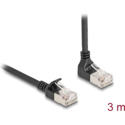 Delock RJ45 Network Cable Cat.6A S/FTP Slim 90° downwards angled / straight 3 m black