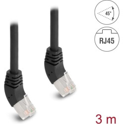 Delock RJ45 Network Cable Cat.6A S/FTP 45° upwards angled 3 m black