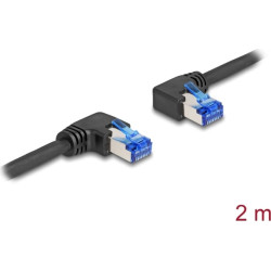 Delock RJ45 Network Cable Cat.6A S/FTP right / left angled 2 m black
