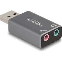 Delock External USB Sound Card with USB-A male to 2 x 3.5 mm Stereo jack Plug & Play audio adapter for PC, Laptop and Mac