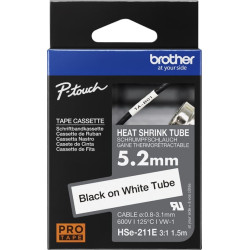 Brother Schrumpfschlauchkassette Brother  5,2mm weiß/schwarz HSE211E