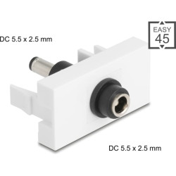 Delock Easy 45 Module DC 5.5 x 2.5 mm female to DC 5.5 x 2.5 mm male white