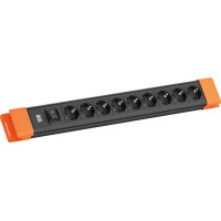 Bachmann CONNECTUS 9xCEE7/3, 1xSchalter 2,0m CEE7/7 Schwarz/Orange