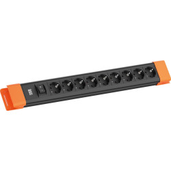 Bachmann CONNECTUS 9xCEE7/3, 1xSchalter 2,0m CEE7/7 Schwarz/Orange