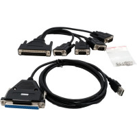 Exsys EX-1324-37P USB 2.0 zu 4x Seriell, RS-232 Ports mit 37 Pin Buchse, Konverter, FTDI, schwarz, 1,8 m