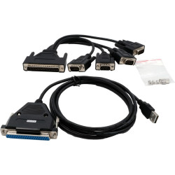 Exsys EX-1324-37P USB 2.0 zu 4x Seriell, RS-232 Ports mit 37 Pin Buchse, Konverter, FTDI, schwarz, 1,8 m