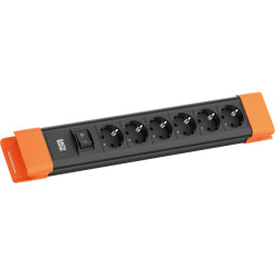 Bachmann CONNECTUS 6xCEE7/3, 1xSchalter 2,0m CEE7/7 Schwarz/Orange