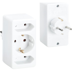 Bachmann multi-plug 2xEuro 1xCEE7/3, white 16A/230V Polybag with label