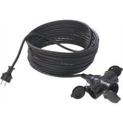 Bachmann Extension 3G1,5mm² bw,25m,3, H07RN-F rubber/neoprene 3-way, black, 25 m