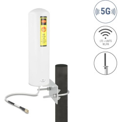 Delock 5G LTE Antenna SMA plug 3 - 5 dBi fixed omnidirectional wall and pole mounting outdoor white