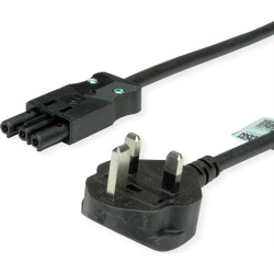 Bachmann Zuleitung H05VV-F 3G 1,5mm² 1,5m, Schwarz, UK-Stecker 13A Install.kupplung