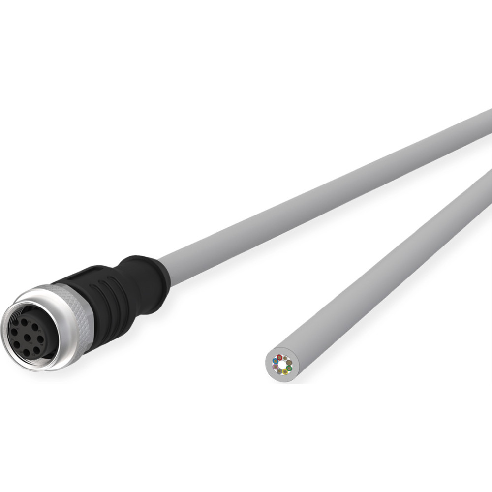 Metz Connect M12 Sensor-/Aktorleitung, A-kodiert, M12 Buchse gerade - freies Leitungsende, grau, 5 m