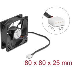Delock Axial Fan 12 V DC, 80 x 80 x 25 mm black