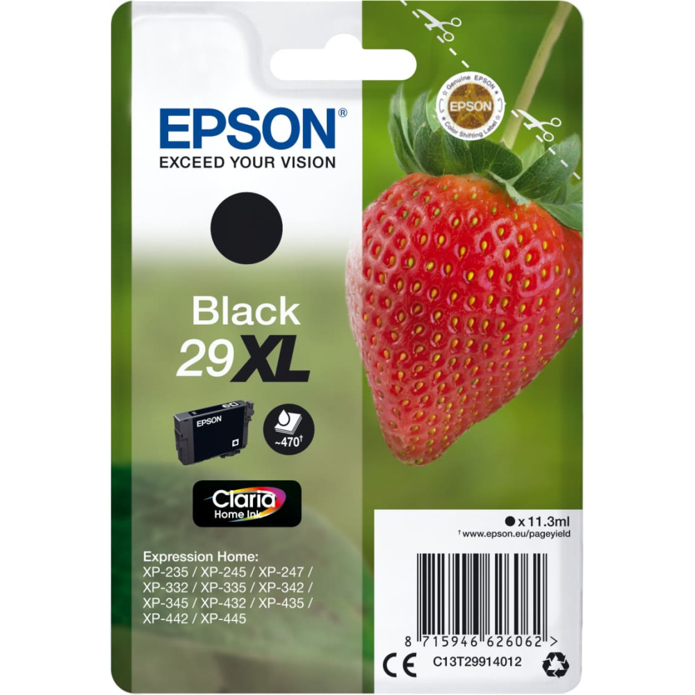 Epson Strawberry C13T29914012 tintes kārtridžs 1 pcs Oriģināls Augsta (XL) produktivitāte Melns