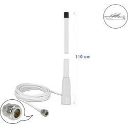 Delock WLAN 802.11 b/g/n Marine Antenna N jack 10 dBi 110.5 cm fixed omnidirectional with connection cable RG-58 U 3 m outdoor white