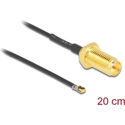 Delock Antenna Cable RP-SMA jack bulkhead to MHF® 4L LK plug 1.37 20 cm thread length 10 mm