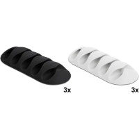 Delock Cable Holder with 5 feed-throughs self-adhesive Set 6 pieces black / white