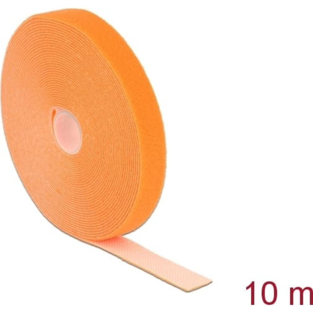 Delock Hook-and-loop tape on roll L 10 m x W 20 mm orange