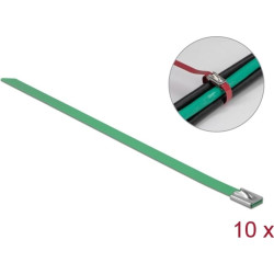Delock Stainless Steel Cable Ties L 300 x W 7.9 mm green 10 pieces