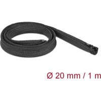 Delock Braided Sleeve with zip fastener heat-resistant 1 m x 20 mm black