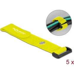 Delock Hook-and-loop cable tie with Loop and Fastening Eyelet L 190 x W 25 mm yellow 5 pieces