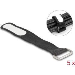 Delock Hook-and-loop cable tie with loop and label tap L 127 x W 20 mm black 5 pieces