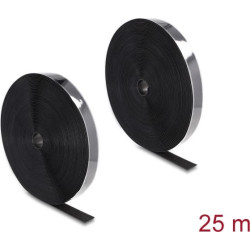Delock Heavy-duty Hook-and-Loop tape self-adhesive L 25 m x W 25 mm black