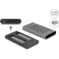 Delock External USB 20 Gbps Enclosure for 2 x M.2 NVMe PCIe SSD with USB Type-C™ female and Clone function