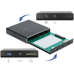 Delock External Enclosure for 2.5″ SATA HDD / SSD with additional USB Type-C™ and Type-A Port and SD Slot