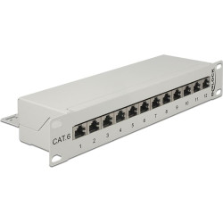 Delock 10″ Patch Panel 12 Port Cat.6 grey